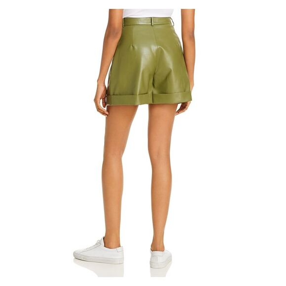Áeron Womens Green Faux Leather Pocketed Shorts Size: 36 - Picture 2 of 2